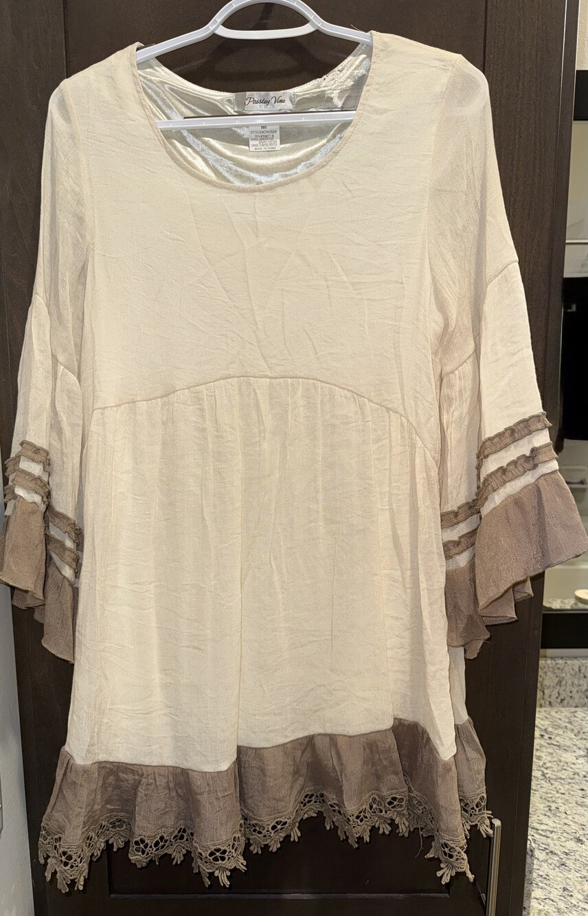 Paisley Vine Boho Tunic Top Medium